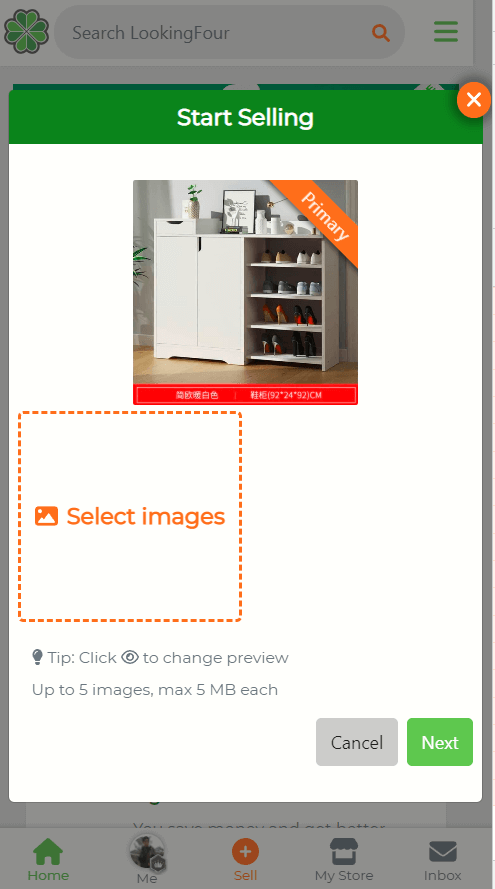 finish selecting image for item