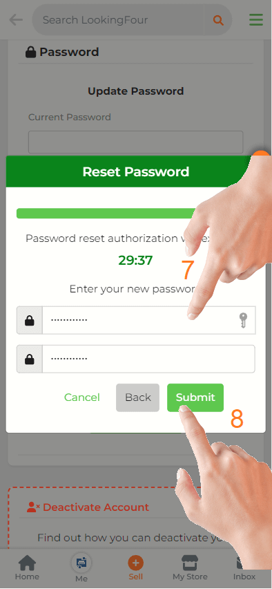 enter the new password