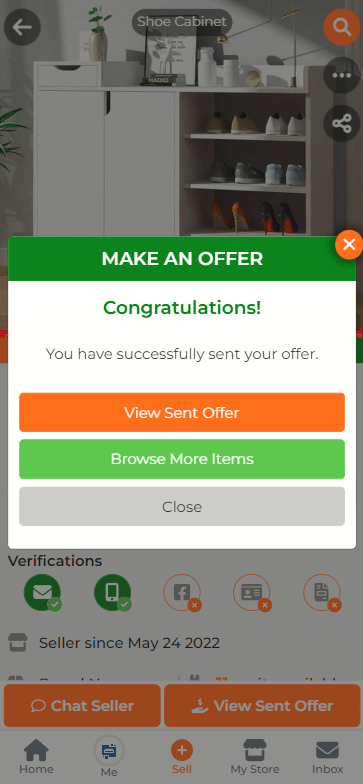 offer successfully created message